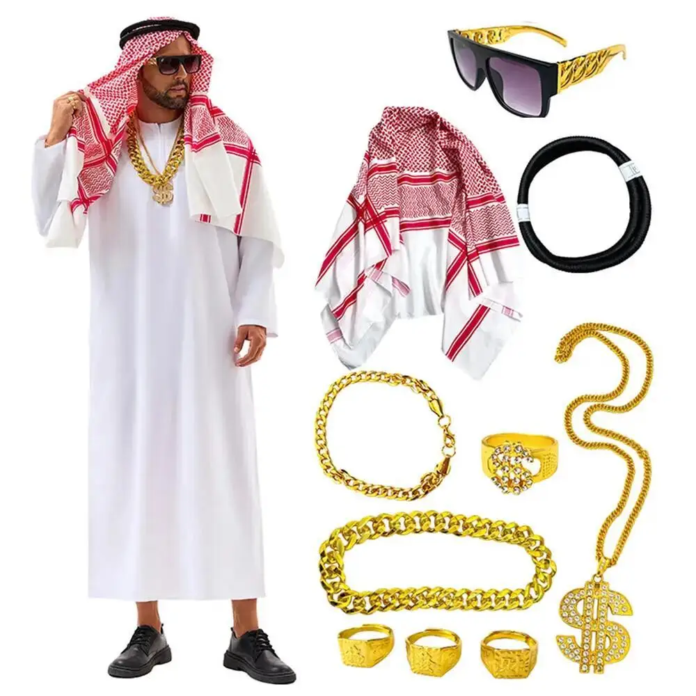 Bathrobe - Arabisches Dubai-Kostüm VAE Scheich Cosplay Weiße